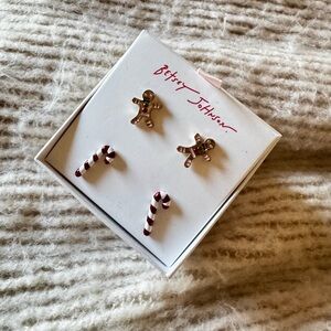 Betsey Johnson Gingerbread and Candy Cane Earrings